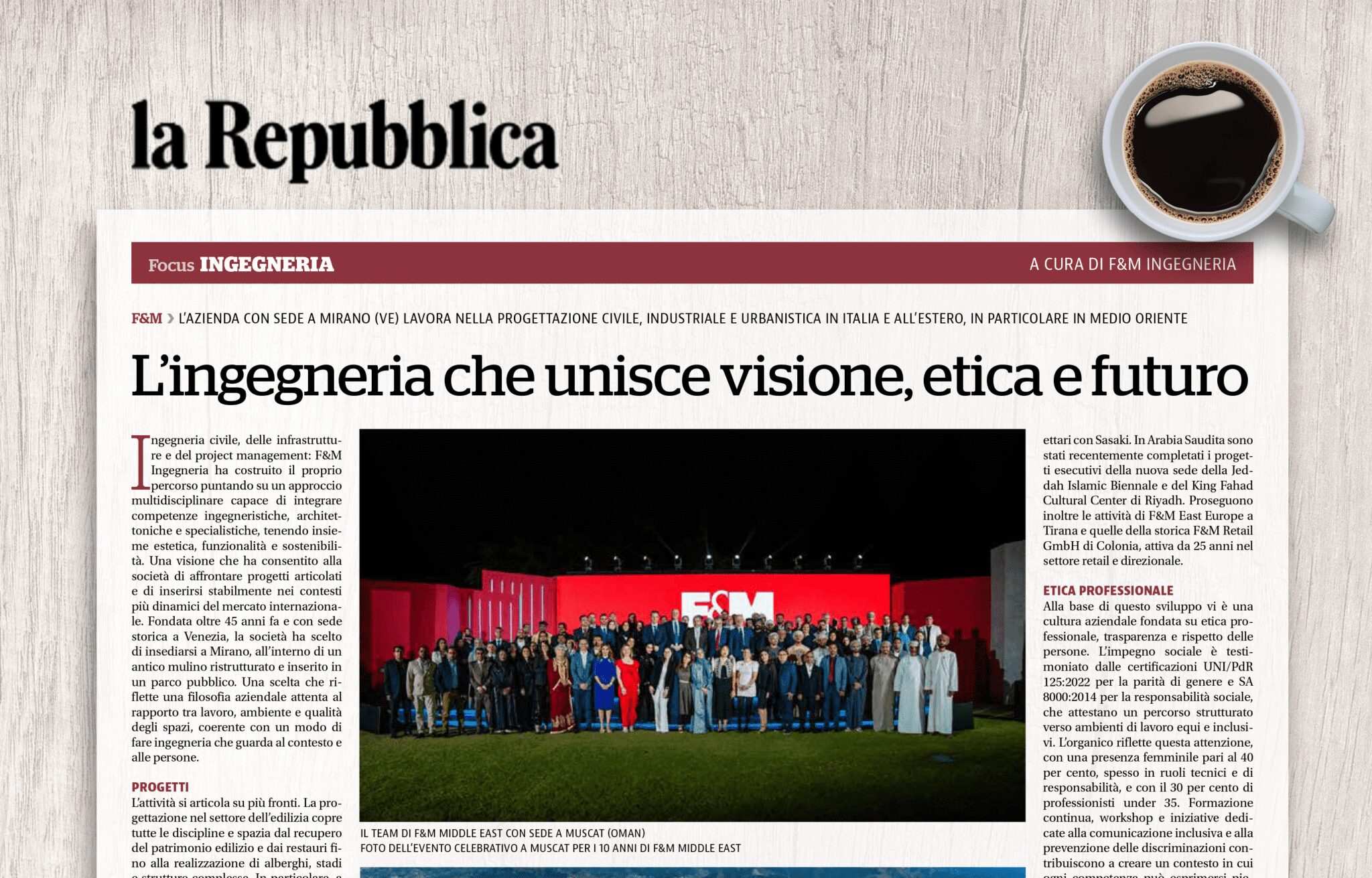 F&M in La Repubblica – Focus INGEGNERIA.