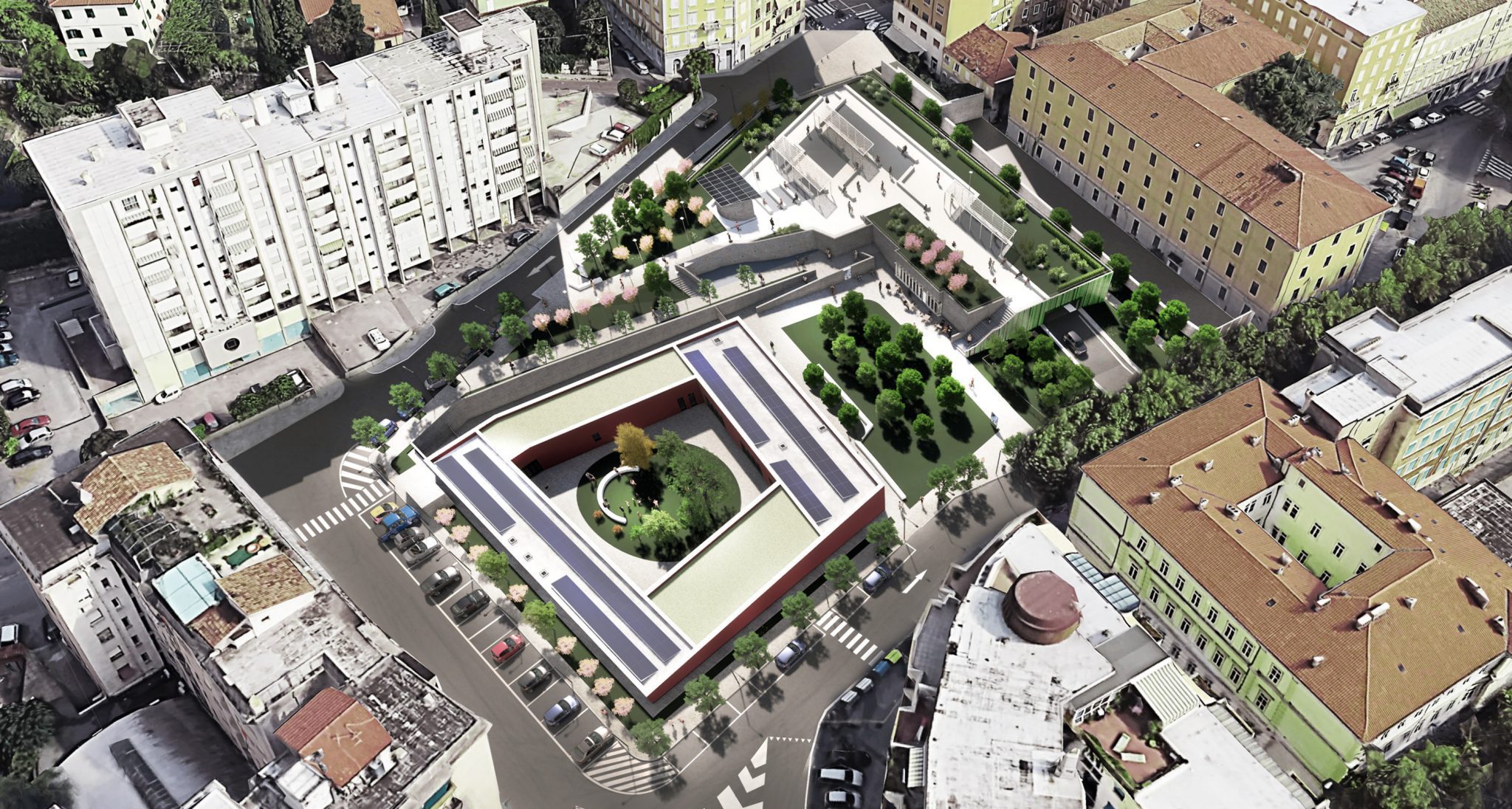 Refurbishment of the former “Polstrada Barrack” for nursery, underground parking and green area