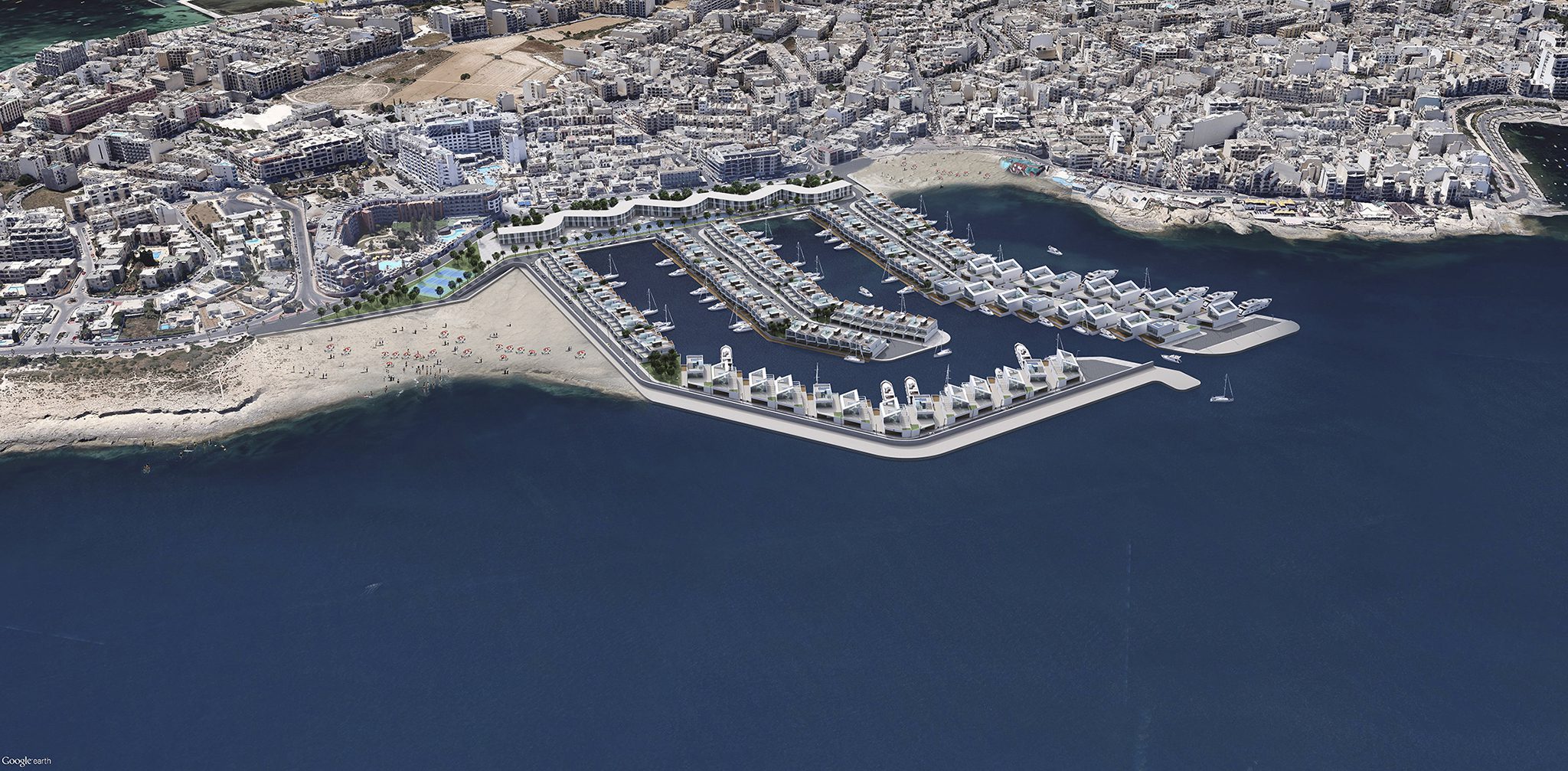 Mixed use complex with resort, villas, maritime works and bridge in Saint Paul Bay